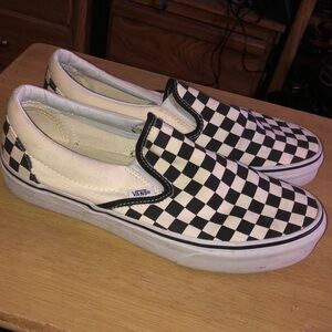 Preowned vans slip on checkered board size 9 need to sell fast